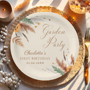 Garden Party Wildflower Floral 1st Birthday Paper Plate