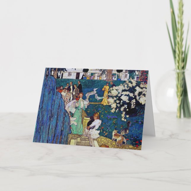 Garden Party with Cat, Jessie Willcox Smith Card (Front)