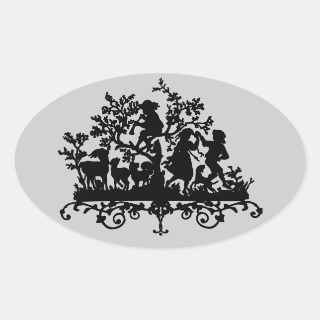 Garden Party With Children Dancing Oval Sticker (Front)