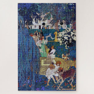 Garden Party with Dog & Cat, Jessie Willcox Smith Jigsaw Puzzle