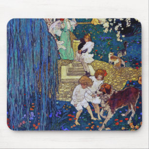 Garden Party with Dog & Cat, Jessie Willcox Smith Mouse Pad