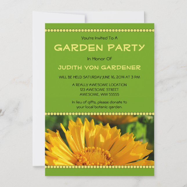 Garden Party Yellow Coreopsis Flower Invitation (Front)
