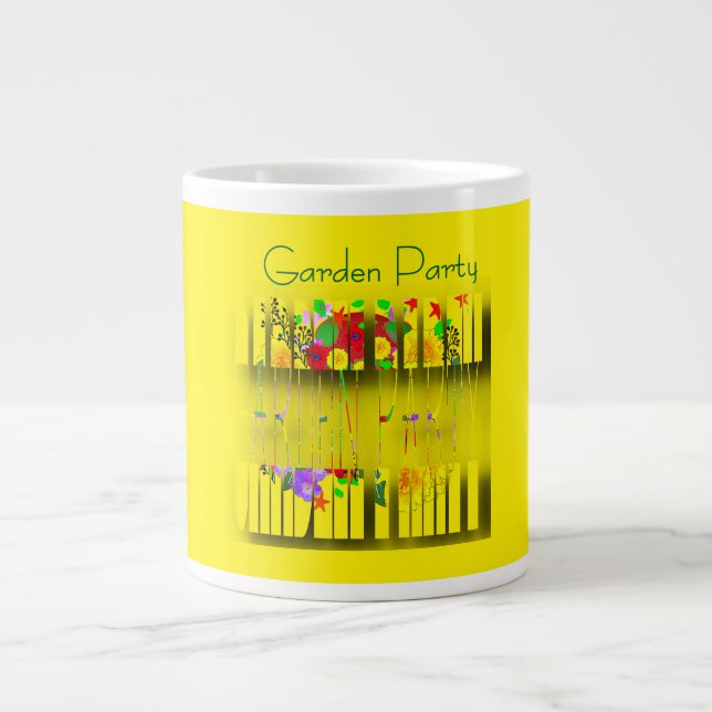 Garden Party Yellow  Large Coffee Mug (Front)