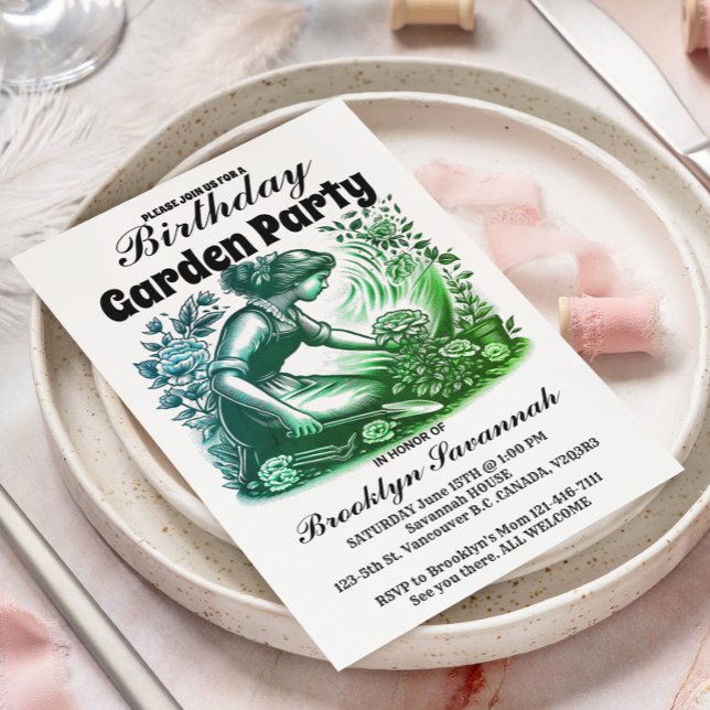 Garden Party's Bloom Gardeners Party Invitation Postcard (Creator Uploaded)