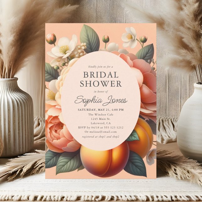 Garden Pastel Blooms Peach Bridal Shower Invitation (Creator Uploaded)