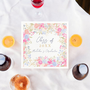Garden pastel wildflowers graduation napkin