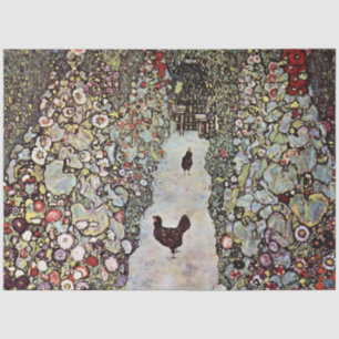 Garden Path, Rooster & Chickens by Gustav Klimt Tissue Paper