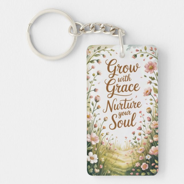 Garden Path Scene Grow Double Sided Key Ring (Front)