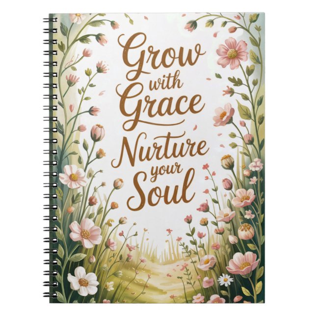 Garden Path Scene Grow With Grace Quote Notebook (Front)