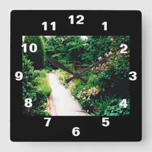 Garden Path Square Wall Clock