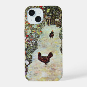 Garden Path w Chickens, Gustav Klimt, Art Nouveau iPhone 15 Case