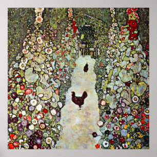Garden Path w Chickens, Gustav Klimt, Art Nouveau Poster