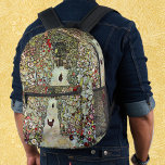 Garden Path w Chickens, Gustav Klimt, Art Nouveau Printed Backpack<br><div class="desc">Garden Path with Chickens (1916) by Gustav Klimt is a vintage Victorian Era Symbolism fine art painting. A nature scene with chickens in the backyard flower garden on a farm. About the artist: Gustav Klimt (1862-1918) was an Austrian Symbolist painter and one of the most prominent members of the Vienna...</div>