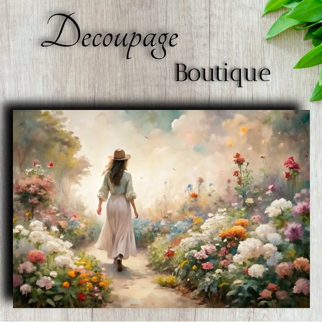 Garden Path Wanderer - Romantic Floral Decoupage Tissue Paper (Garden Path Wanderer - Romantic Floral Decoupage Tissue Paper)