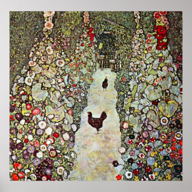 Garden Path with Chickens by Gustav Klimt Poster (Front)