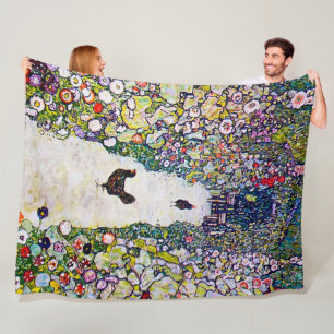 Garden Path with Chickens, Gustav Klimt Fleece Blanket