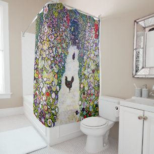 Garden Path with Chickens, Gustav Klimt Shower Curtain
