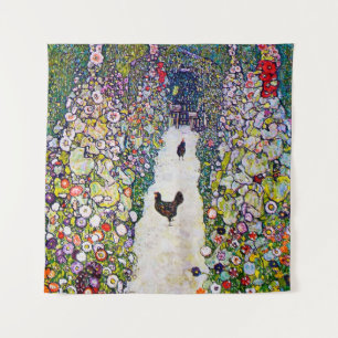 Garden Path with Chickens, Gustav Klimt Tapestry