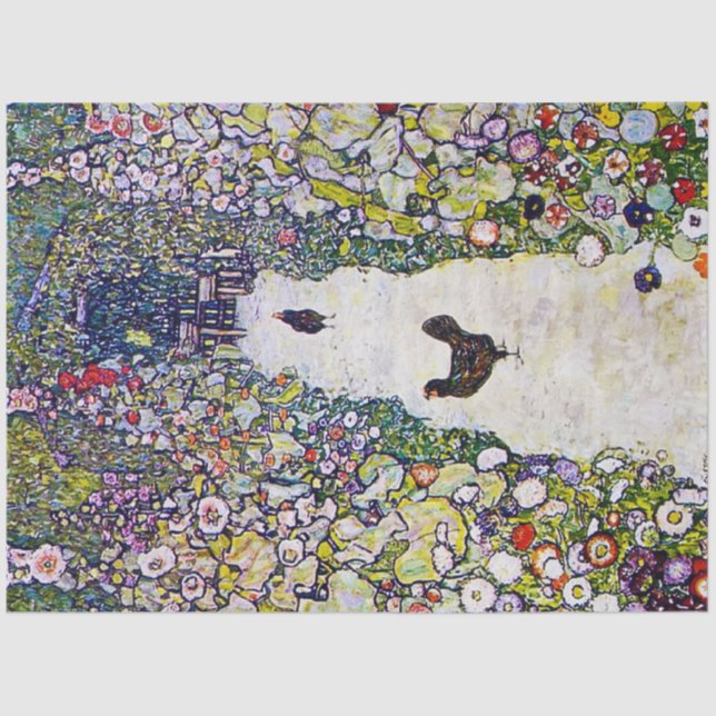 Garden Path with Chickens, Gustav Klimt Tissue Paper (Front)