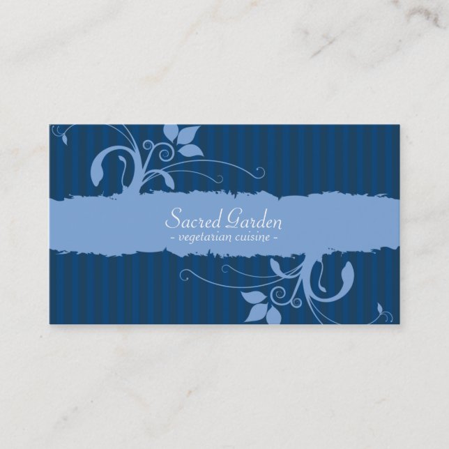 Garden Pattern - Blue Business Card (Front)
