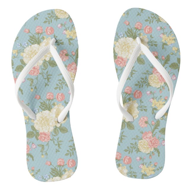 Garden Peony Floral Pattern Jandals (Footbed)