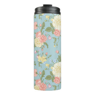 Garden Peony Floral Pattern Thermal Tumbler