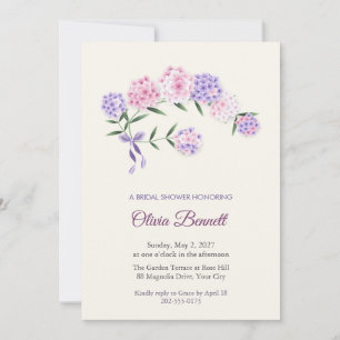 Garden Phlox and Lilac Bow Bridal Shower Invite