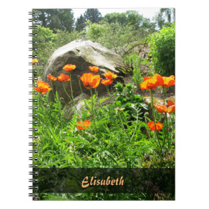 Garden Photo Lush Park Spring Poppies any Name Spiral Notebook