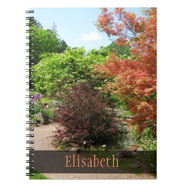 Garden Photo Lush Spring Park Path any Name Spiral Notebook (Front)