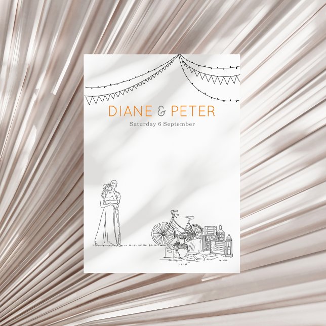 Garden Picnic Minimalist Black and White Wedding Invitation (Sample (front))