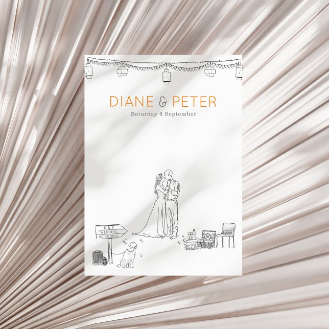 Garden Picnic Minimalist Black and White Wedding Invitation (Sample (front))