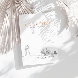 Garden Picnic Minimalist Black and White Wedding Invitation