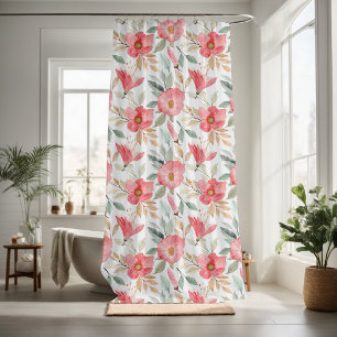 Garden pink floral decorative eye-catching shower curtain