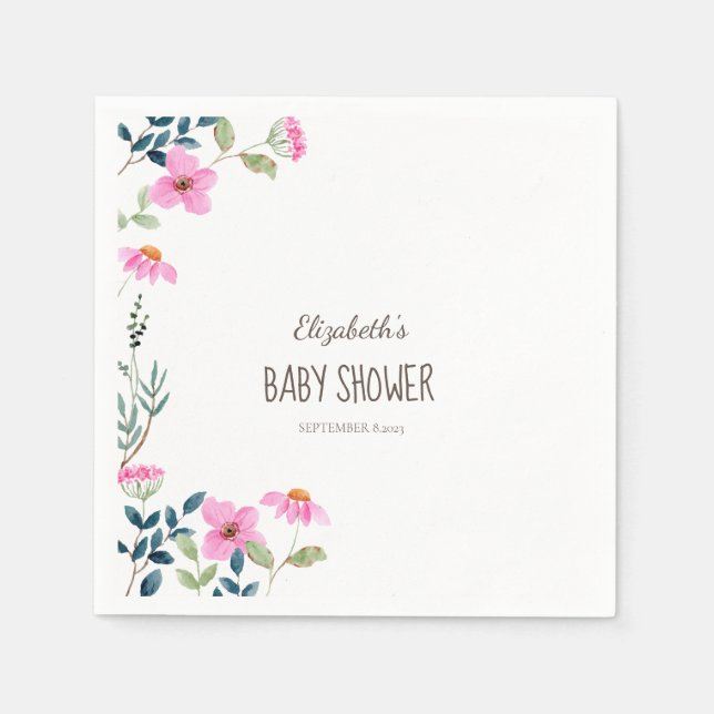 Garden Pink Flowers Napkin (Front)