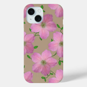 Garden Pink Geranium Flower on any Colour iPhone 15 Case