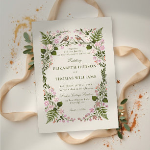 Garden Pink Green Floral Elegant Rose Gold Wedding