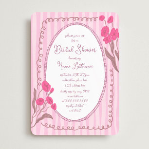 Garden Pink Whimsical Hand Painted Bridal Shower Invitation