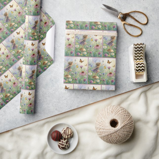Garden Pixie with Butterflies Wrapping Paper (Crafts)