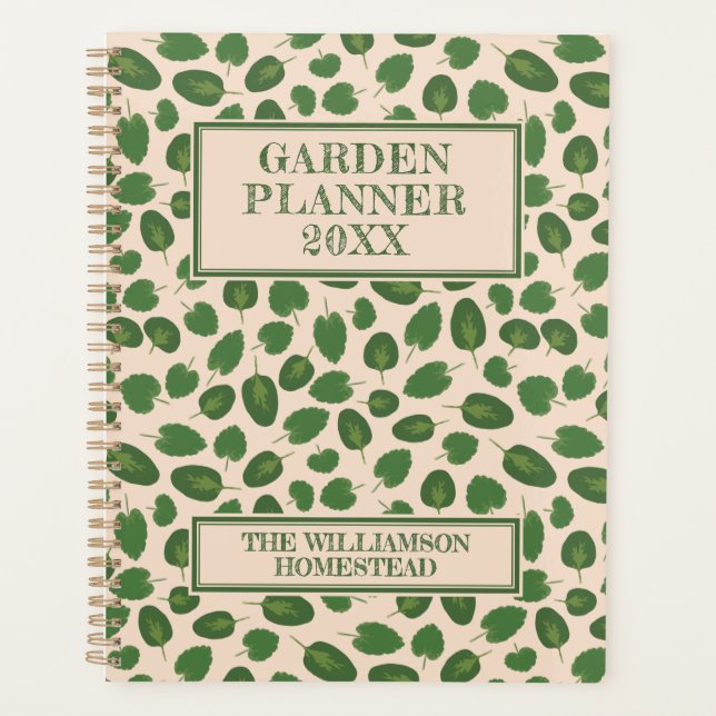 Garden Planning Boho Nature Rustic Green Tan Planner (Front)