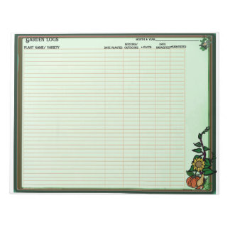 Garden Planting Logs Notepad