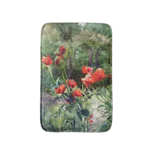 Garden Poppies (by Mildred Anne Butler) Bath Mat (Front Vertical)