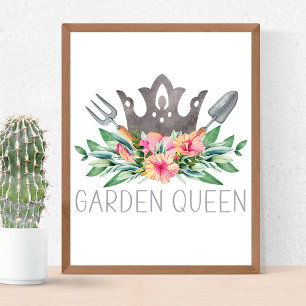 Garden Queen Boho Watercolor Gardener Poster