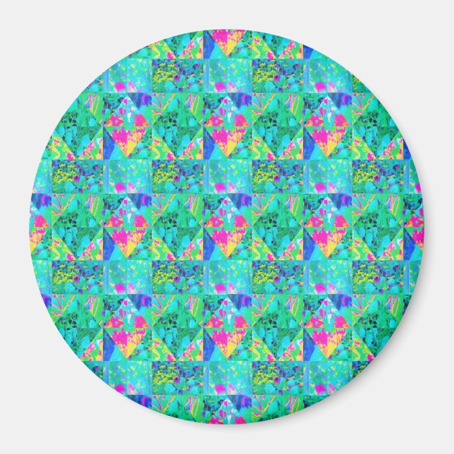 Garden Quilt Painting with Hydrangea and Blues Magnet (Front)