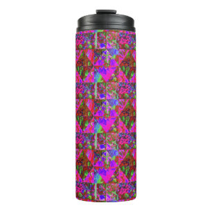 Garden Quilt Painting with Lime Green Hydrangea Thermal Tumbler