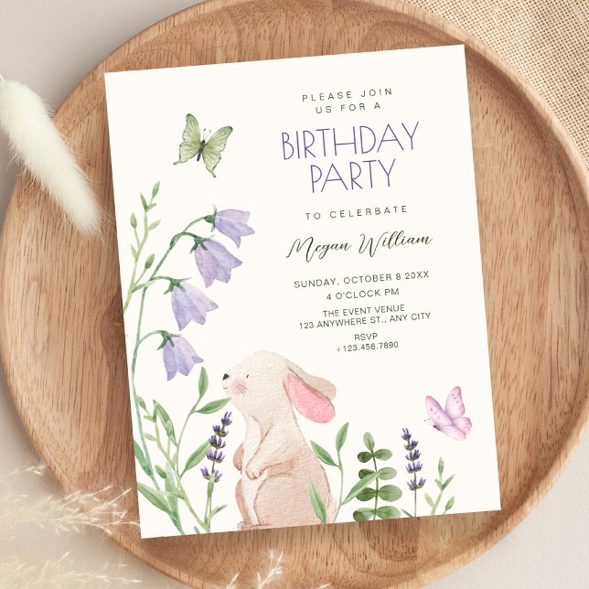 Garden rabbit birthday invitation (Creator Uploaded)