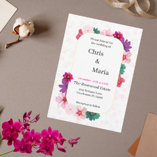 Garden Romance: Light Pink Floral Wedding Invitation