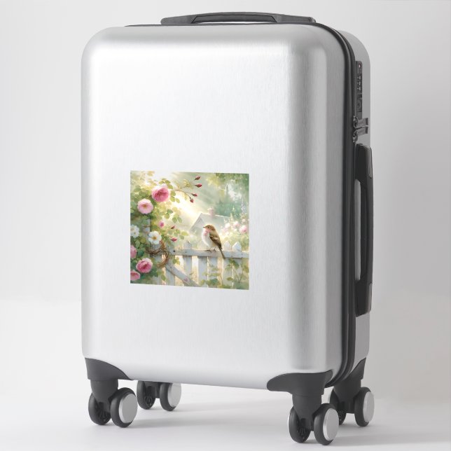 Garden Rose Bird Watercolor Scene (Suitcase)