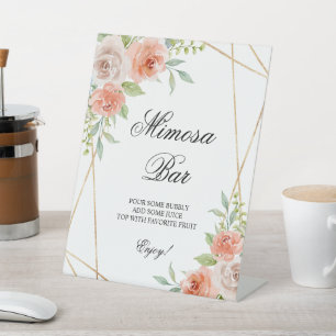 Garden Rose & Gold Frame Shower Mimosa Bar Sign