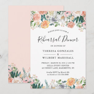 Garden Rose Peony Rehearsal Dinner Invitation