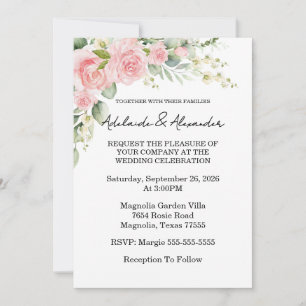 Garden Rose Pink Wedding Invitation